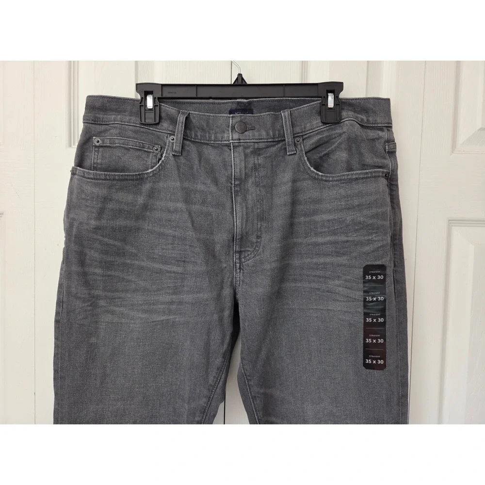 J. Crew Jeans Straight Fit Signature Flex Men 35x30 Grey NWT $138 BG156‎